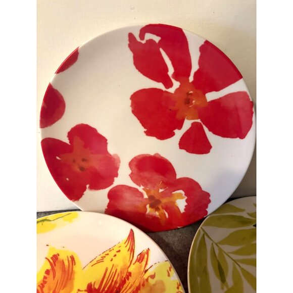 3 Pottery Barn 8" Mixed Design Garden Graphic Salad Plates  # 3042 - Picture 4 of 5
